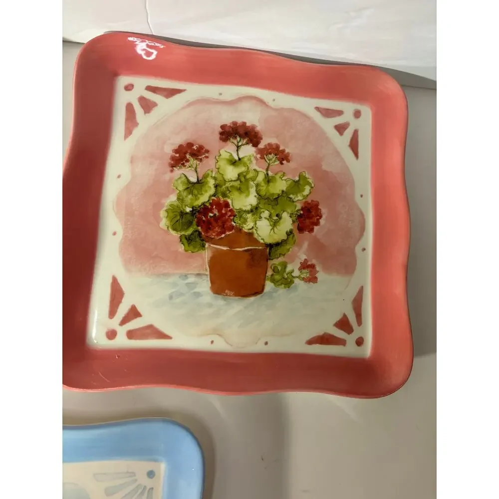 Set of 3 Cracker Barrel Sweet Tea and Screen Doors Square Plates 8